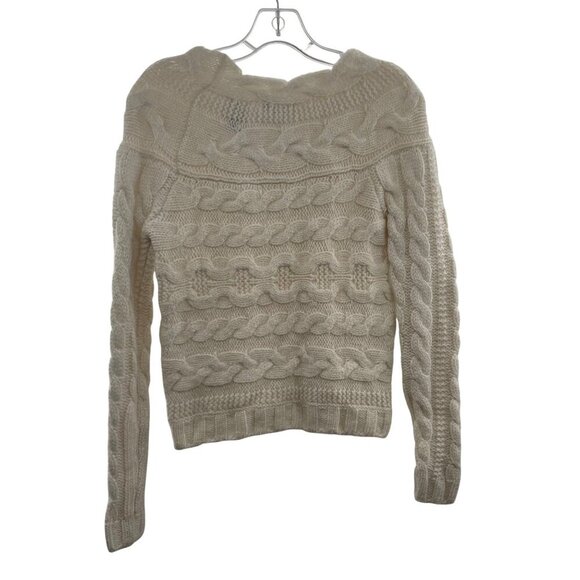 Moda International Women's Cable Knit Sweater Long Sleeve Cream Size Small - Picture 7 of 8